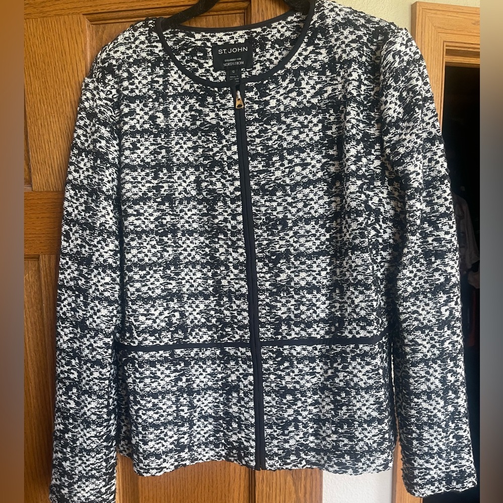 St. John black/white jacket.  Worn once, perfect condition